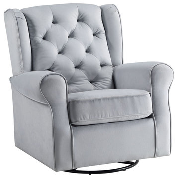 ACME Zeger Swivel Chair with Glider in Gray Fabric