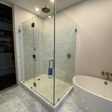 1/2'' thickness clear tempered glass corner 90 degrees swing shower door