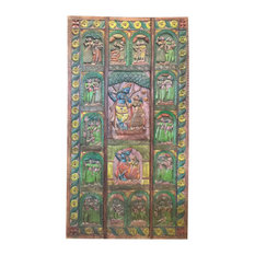 Mogulinterior - Consigned Antique Krishna Door Indian Vintage Wall Sculpture Meditation Yoga - Interior Doors