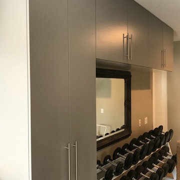 Fog Gray Cabinets for a Home Gym