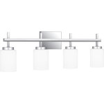 Quoizel - Quoizel WLB8631 Wilburn Bath 4 LED Light, Polished Chrome - Opal etched glass casts a warm, ambient glow in the Wilburn wall sconce and bath light collection. The minimalist silhouette is accentuated by clean straight lines and a gleaming rectangular backplate. Choose from a variety of size and finish options to round out your home. Whichever you choose, Wilburn's integrated LED light source is guaranteed to shine in any hallway, bathroom or living area.