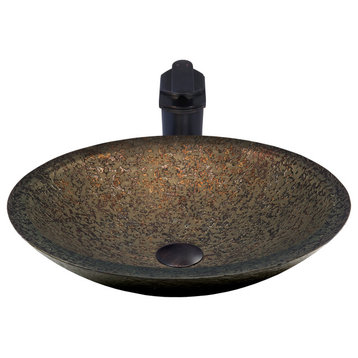 Laghetto Glass Vessel Bathroom Sink Set, Oil Rubbed Bronze