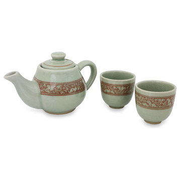 Lanna Enchanted Celadon Ceramic Tea Set, 3-Piece Set