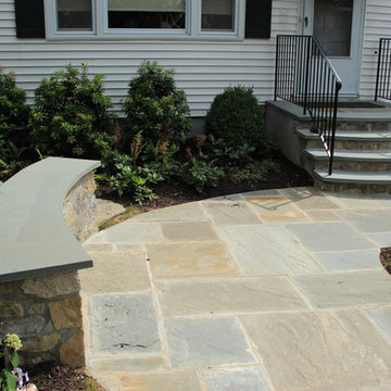 Landscape, retaining wall, steps and driveway