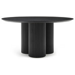 Meridian Furniture - Simba Dining Table, Black, 60" Wide - Gather your favorite peeps around this Simba dining table. A sleek shade of black, this handsome mid-century designed table has a modish look that's perfect for both contemporary and traditional dining rooms. The black oak veneer table top measures 60 inches, giving you oodles of room for place settings and lots of elbowroom for dinner guests. Made from ash wood and wood products, this sturdy table has a solid wood fluted base for added aesthetics.