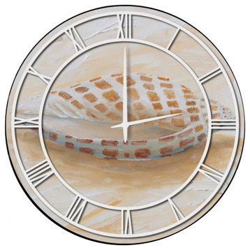 Wall Clock, Sea Shell 4, 24"x24", White, Full Coverage Art