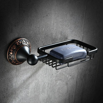 Bella Solid Brass Wall Mounted Soap Basket Dish Soap Holder in Antique Black