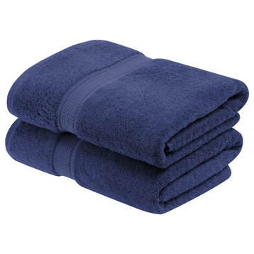 Luxury Solid Soft Hand Bath Bathroom Towel Set, 2 Piece Bath Towel, Navy Blue