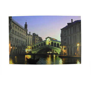 Battery Operated 4 LED Venice Italy Scene Canvas Wall Hanging, 23.5"
