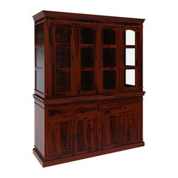 Seattle Rustic Solid Wood Casement Glass Door China Hutch - China Cabinets And Hutches