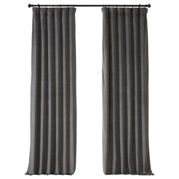 Signature Plush Velvet Blackout Curtain Single Panel, Nightlife Gray, 50"w X 108"l