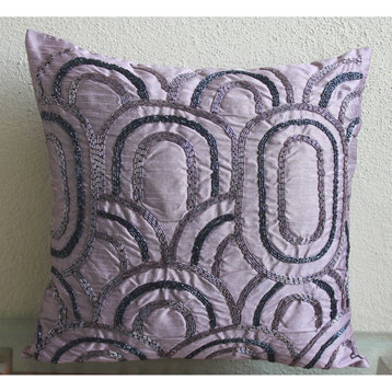 Lattice Trellis Pattern Purple Art Silk 14"x14" Pillows Cover, Purple Capsules