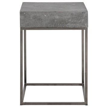 Bowery Hill Contemporary 14" Square Accent End Table in Gray