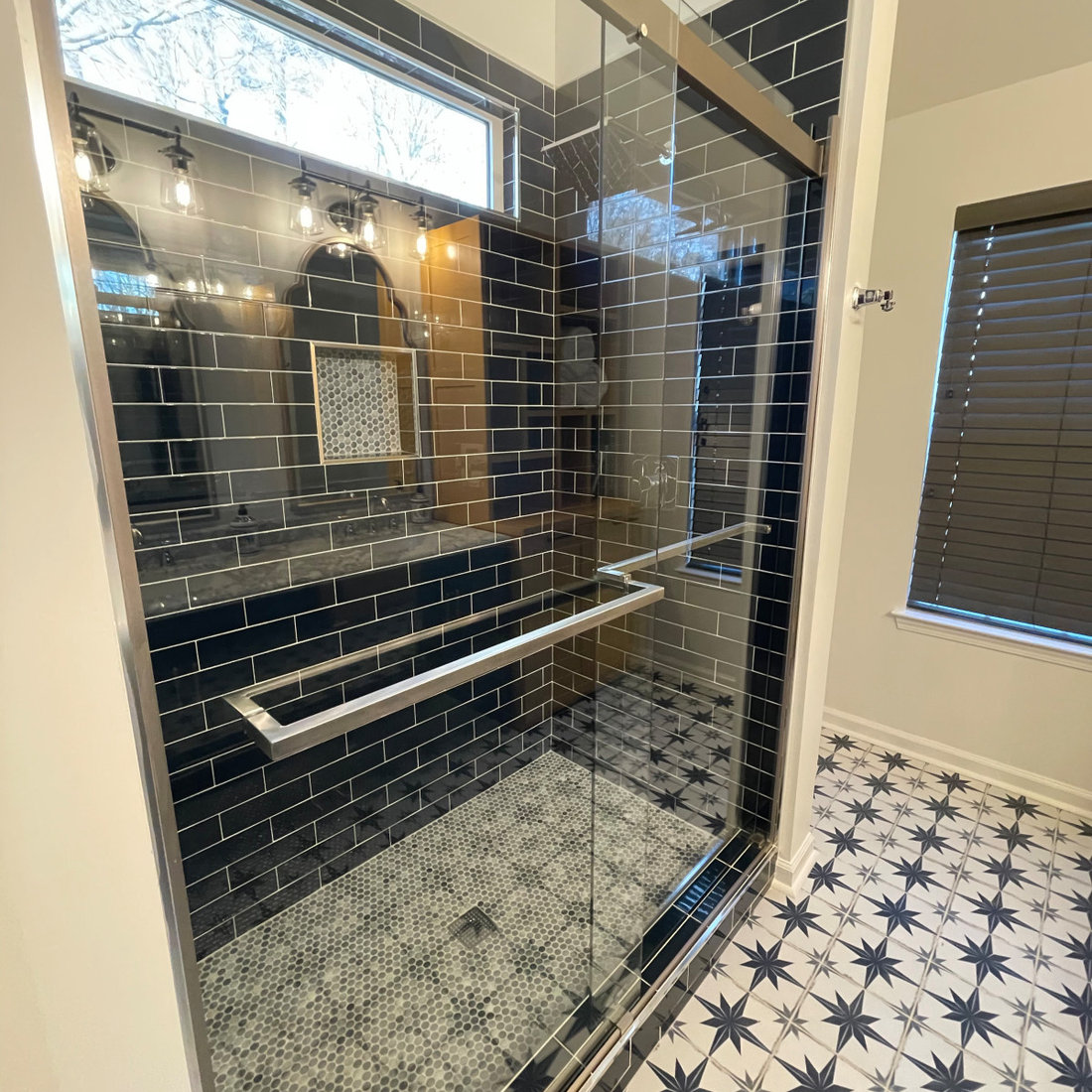 White and Blue Bathroom