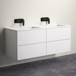 LUSSO STONE CELARE MATT WHITE DOUBLE VANITY UNIT AND BASIN 1200 - Products