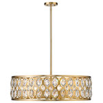 Z-Lite - Z-Lite 6010-30HB Dealey 8 Light Chandelier in Heirloom Brass - From the Dealey collection comes this elegant and wide eight-light chandelier. Featuring a round steel shade in a warm heirloom brass finish, this lighting piece exhibits a punched ellipse-style pattern, set with shimmering clear crystal pendants. This alluring and charming, contemporary chandelier lends a sophisticated flair to a dining room or living room.