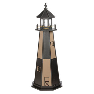 Cape Henry Hybrid Lighthouse, Black & Weatherwood, 4 Foot, Solar, No Base
