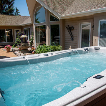 Challenger 15D Swim Spa Small Backyard & Deck