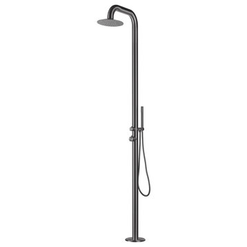 HEATGENE Stainless Steel Outdoor Shower with Handheld Showerhead, Gunmental Gray