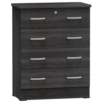 Better Home Products Cindy 4 Drawer Chest Wooden Dresser with Lock in Oak