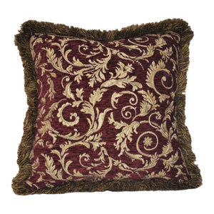 Gold Leaf Floral Chenille Pillow 
