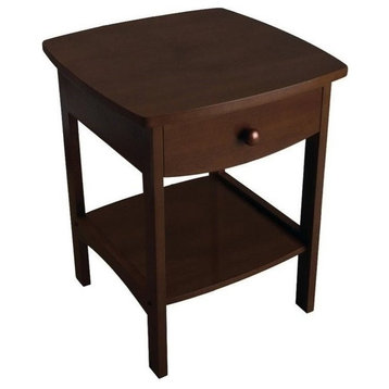 Pemberly Row 22.05"H Solid Wood Nightstand with Drawer in Antique Walnut