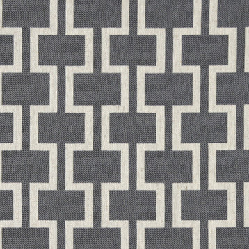 Grey and Off White Contemporary Geometric I's Upholstery Fabric By The Yard