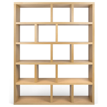Tema Berlin 5 Levels 150 Wood Bookcase, Pure White With Plywood Edging