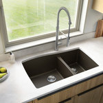 Karran USA - Karran Undermount Quartz 33" 60/40 Double Bowl Kitchen Sink, Brown - Karran QU-721 stylish curved rear bowl walls and gently curved side walls gives this 60/40 large/small bowl design a unique and appealing aesthetic. Its quartz composite material gives it outstanding durability and will provide years of trouble-free use. This undermount double bowl design is available in a selection of 6 elegant color choices to compliment any decor. Karran Quartz sinks are a great compliment to your home improvement project. Let this 60/40 double bowl quartz kitchen sink help you in the day-to-day kitchen tasks.