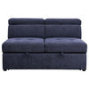 ACME Nekoda Fabric Sleeper Sectional Sofa with Storage and Ottoman in Navy Blue