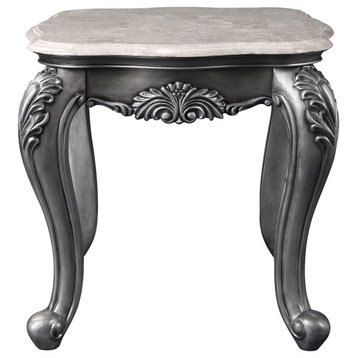 Ariadne End Table, Marble and Platinum