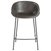 Zach Stools, Set of 2, Dark Gray Leatherette, Counter Height