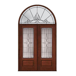 Prehung Transom Double Door 96 Fiberglass Marsais 3/4 Lite Glass - Front Doors