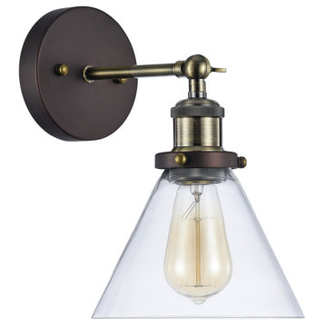 IRONCLAD, Industrial-style 1 Light Rubbed Bronze Wall Sconce, 7" Wide