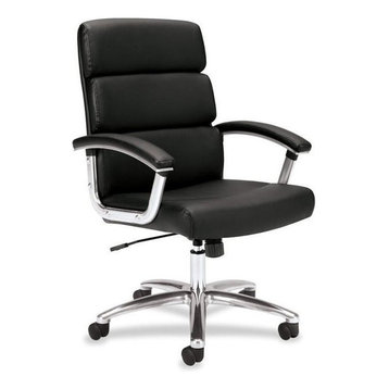 Basyx Vl103 Series Executive Mid-Back Chair, Black Leather