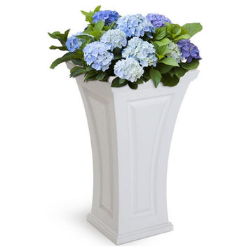 Mayne Cambridge 28" Tall Traditional Plastic Planter in White