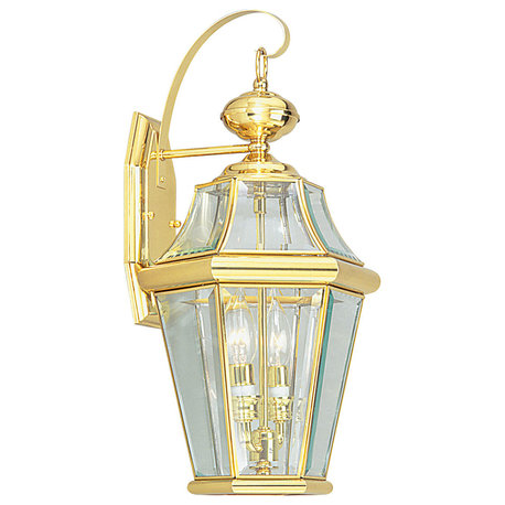 Georgetown Outdoor Wall Lantern, Polished Brass