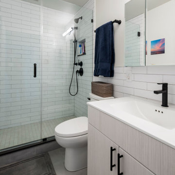 Industrial Bath with Recessed Shower Shelf