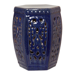 Blue Hexagon Garden Stool - Home Decor