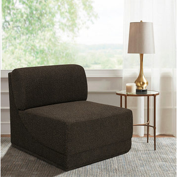 Ollie Black Boucle Fabric Chair, Brown, Armless Chair