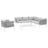 Harmony 7-Piece Sunbrella Outdoor Aluminum Sofa Set, Gray/Gray