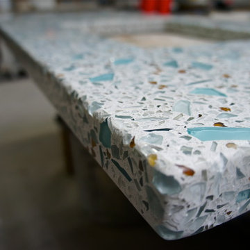 Recycled Glass & Concrete Countertop - Teal Mirror
