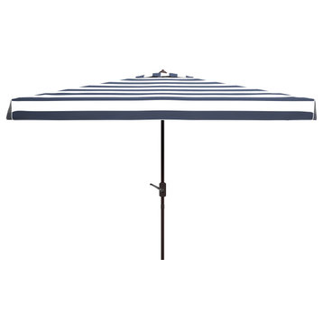 Safavieh Elsa Fashion Line 6.5'x10' Rectangle Umbrella, Navy/White