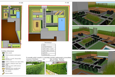Эскиз генерального плана частного сада с визуализацией