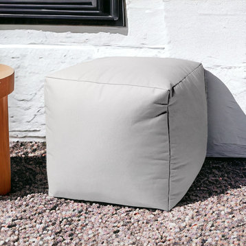 17" Cool Crisp White Solid Color Indoor Outdoor Pouf Ottoman