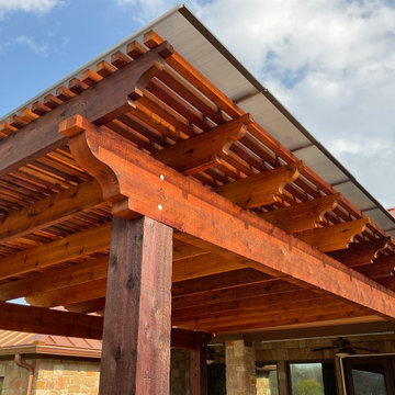Cedar pergola and composite deck with lighting