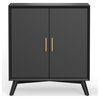 Alpine Furniture Flynn Small Wood Bar Cabinet in Black