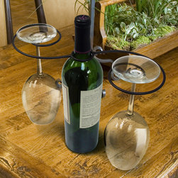 Epicureanist Swirl Wine Bottle and Glass Holder - Dinnerware And Stemware Storage