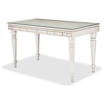 Glimmering Heights Writing Desk with Glass Top - Ivory