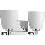 Progress Lighting - Fleet 2-Light Bath Light, Polished Chrome - The two-light bath fixture emulates European faucet designs. Fleet is compromised of a distinct die cast arm and cup and highlighted by etched opal glass.